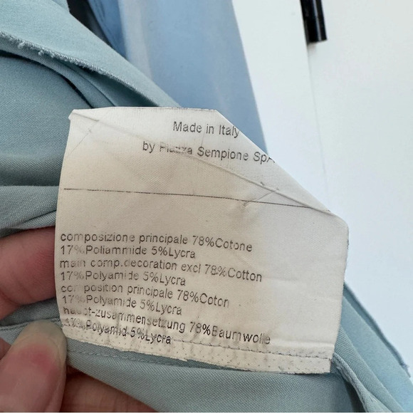 Piazza Sempione Light Blue Ruffle Button Down Shirt Blouse Made in Italy Sz M/8 - Picture 15 of 16